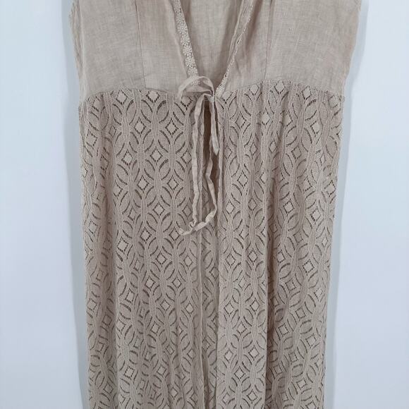Valentina Naldi Duster Womens One Size Tan Linen Cover Up Sleeveless Tie Front - Picture 3 of 11